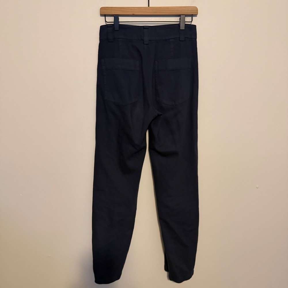 Vince linen cotton trouser navy blue 0 minimalist office clean girl preppy - Picture 4 of 6